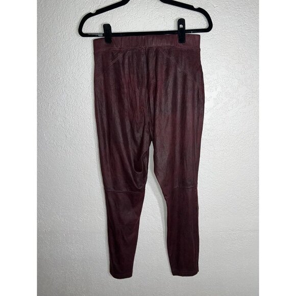 Free People Pull on Vegan Faux Suede Leather Leggings Wine Color Size M/L (N) - Picture 8 of 12